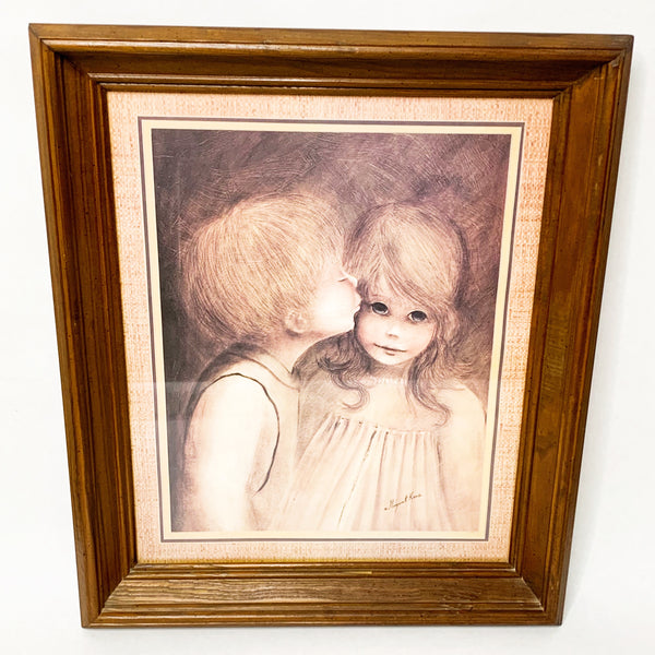 A Little Kiss First Kiss Print by Margaret online Kane Boy Kissing Girl MCM Big Eyes