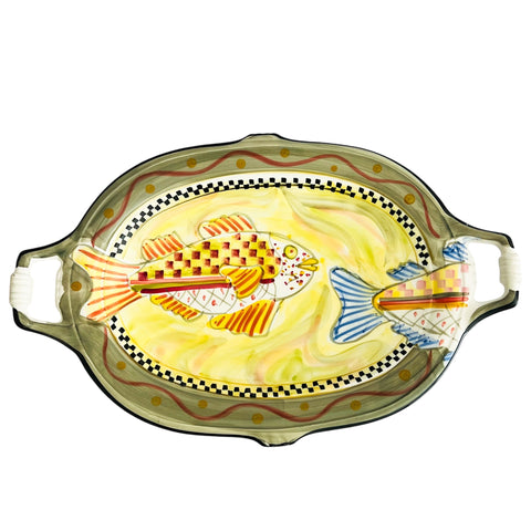 Antica Fornace Ceramiche Da Tavola Large Platter Fish Design Made in Italy