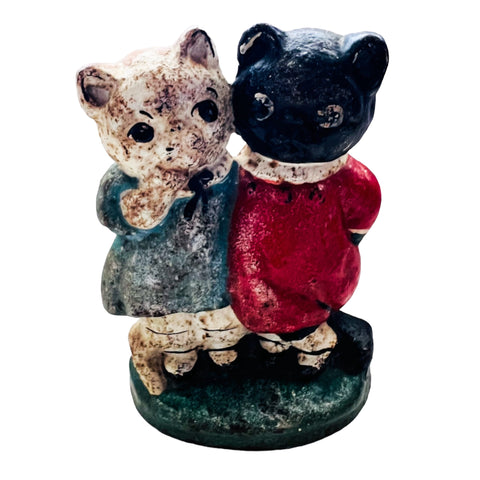 Antique Twin Cat Kittens Cast Iron Doorstop