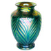 Orient & Flume Art Glass Green & Gold “Iriscenet" Combed Feather Pattern Vase