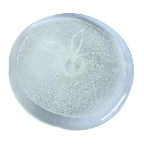 Vintage Sand Dollar Speckle Art Glass Paperweight