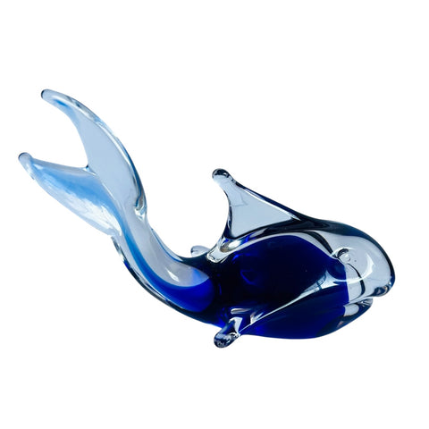 Vintage Handblown Art Glass Cobalt Blue Dolphin