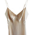 Vintage Seashell Champagne Pleated Bow Slip Gown