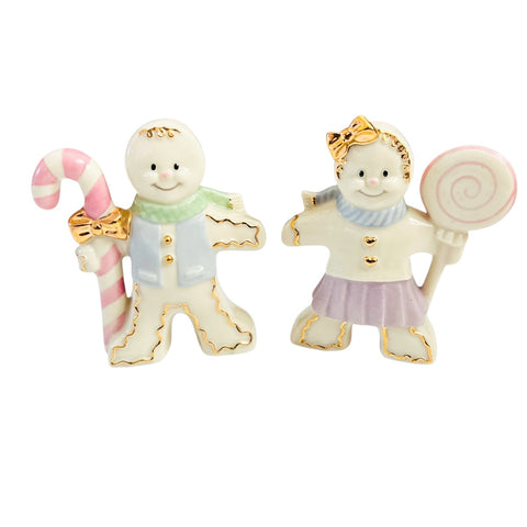 Lenox Gingerbread Lollipop Candy cane Boy & Girl Salt and Pepper Set