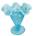 Vintage Fenton Opalescent Blue Hobnail Ruffled Edge Vase