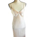 Vintage Seashell Champagne Pleated Bow Slip Gown