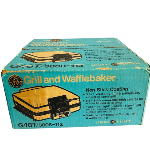 Vintage GENERAL ELECTRIC GE G48T/ 3808 Grill WaffleBaker NIB