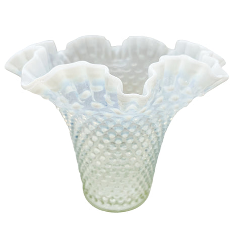 Vintage Fenton Hobnail Large White Milk Glass Ruffle Edge Vase