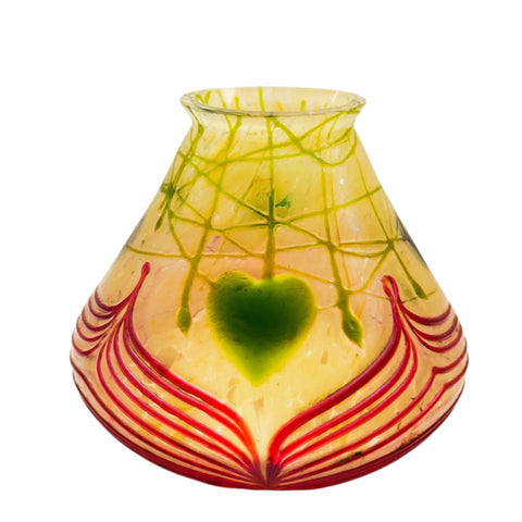 Antique Art Nouveau Loetz Styled Heart Art Glass Lamp Shade