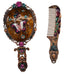 Victorian Colorful Butterfly Metal Comb with Foldable Mirror