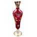 Vintage Murano Bohemian Red Glass Gold Gilt Applied Enamel Flowers Vase