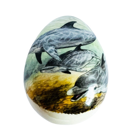 Vintage 1993 Dolphin’s Sea Handmade Porcelain Egg