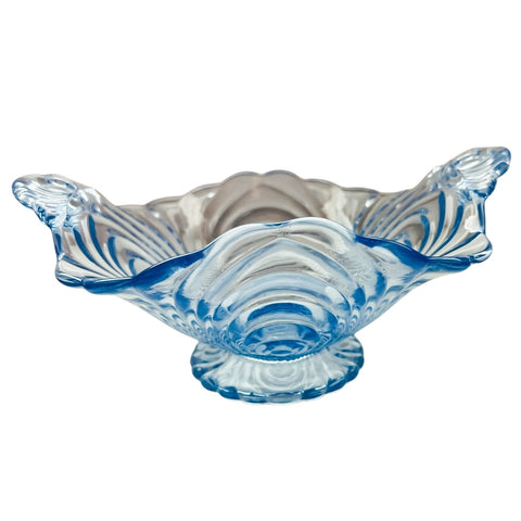 Vintage Cambridge Glass Caprice Moonlight Blue Pedestal Bowl with Handles