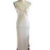 Vintage Seashell Champagne Pleated Bow Slip Gown