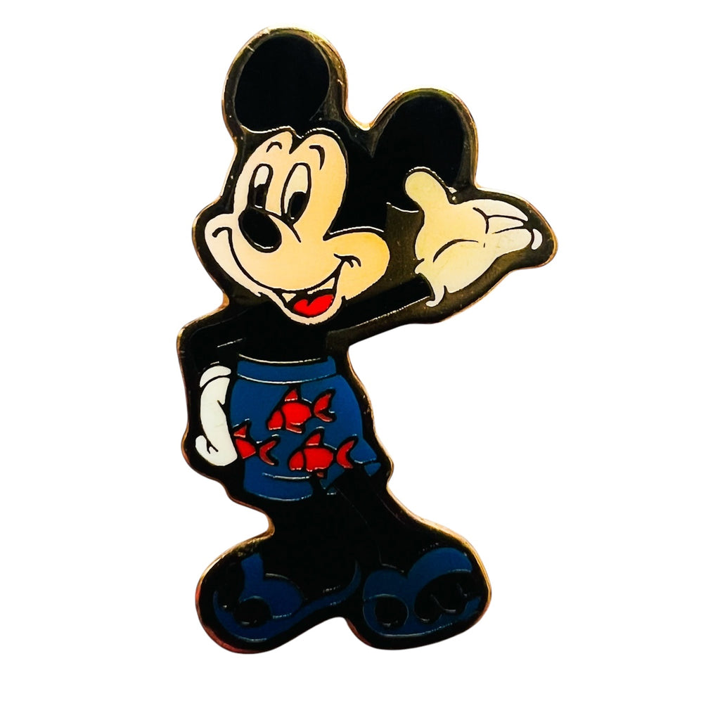 Disney Mickey Mouse in Swim Trunks Waving with Left Hand Pin