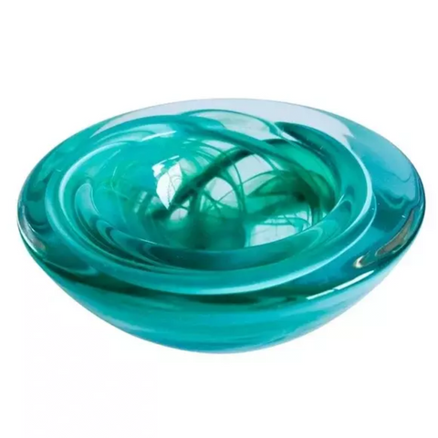 Kosta Boda Turquoise Swirl Bowl Atoll Votive Holder