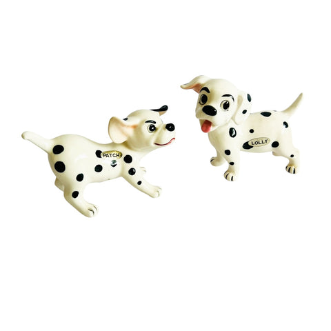 Vintage Set Of 2 DISNEY 101 DALMATIONS Lolly & Patch Dog Ceramic Figures