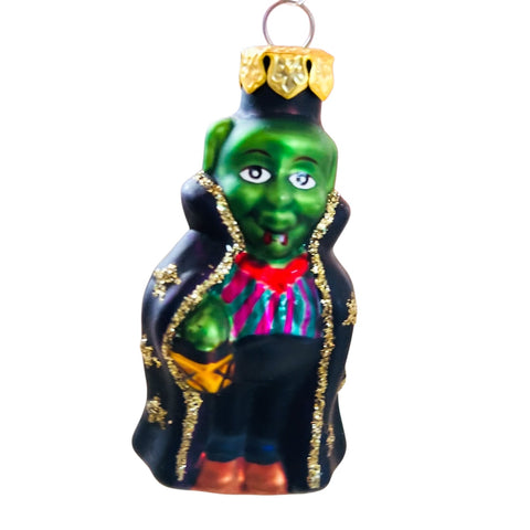 Vintage  Dracula Vampire Halloween Blown Glass Ornament