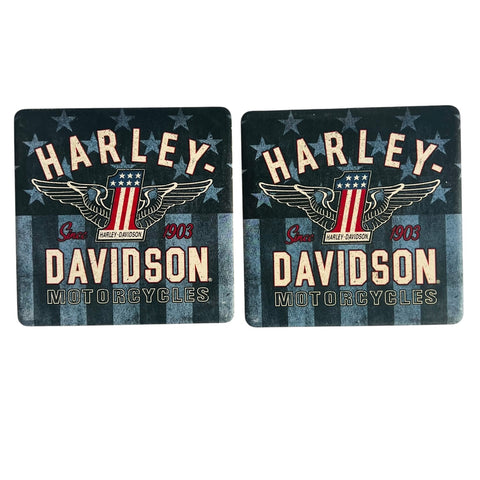 Harley Davidson Motorcycle RWB #1 Wings Sandstone Set of 2 Coasters