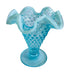 Vintage Fenton Opalescent Blue Hobnail Ruffled Edge Vase