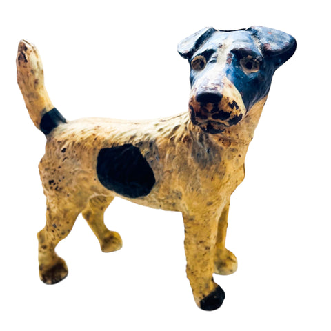 Antique Fox Terrier Cast Iron Doorstop Statue