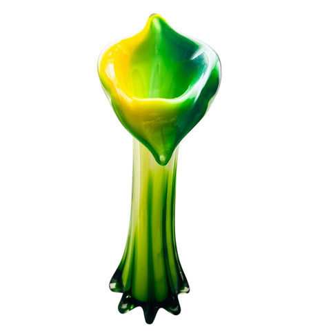 Modern Hand Blown Lily Art Glass Vase