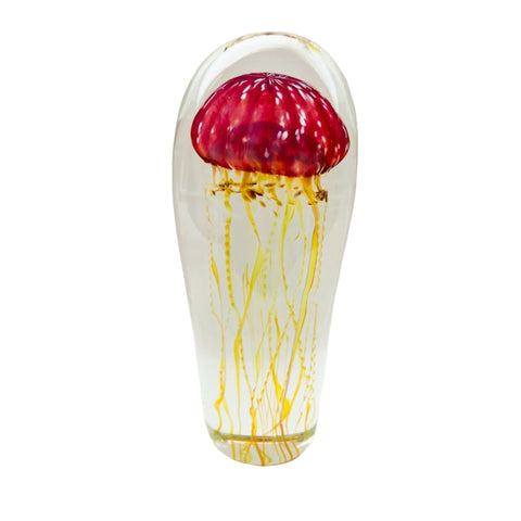 Richard Satava Art Glass Ruby Moon Jellyfish Sculpture Signed  | 2839-06