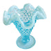 Vintage Fenton Opalescent Blue Hobnail Ruffled Edge Vase