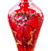 Vintage Murano Bohemian Red Glass Gold Gilt Applied Enamel Flowers Vase