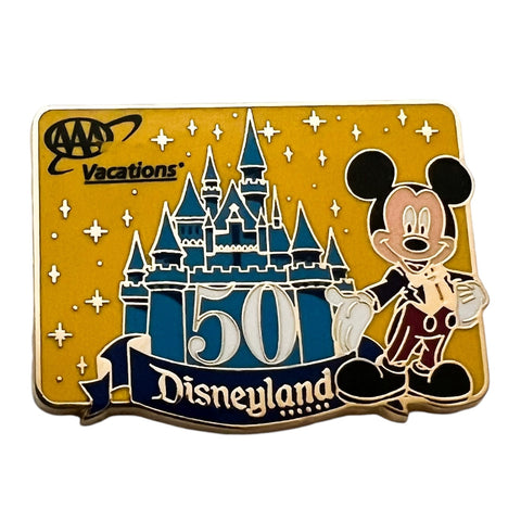 Disney DLR 2005 AAA Travel Vacations Disneyland 50th Anniversary Mickey Mouse Castle Pin