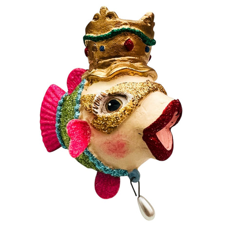 Kathrine's Collection Kissing Fish Royal Crown Christmas Ornament