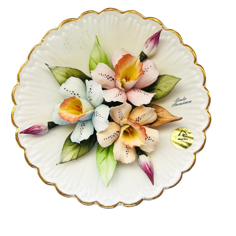 Vintage Carlo Savastano Capodimonte Porcelain Flowers Italy Wall Decor Plate