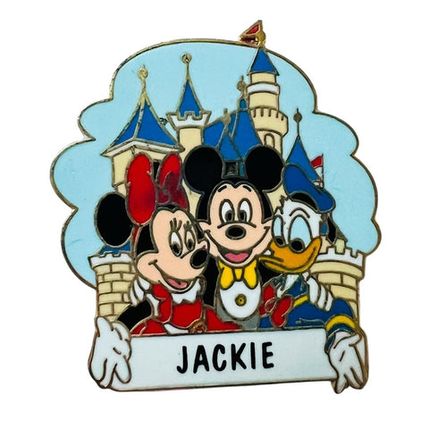 Disney Disneyland Custom Name “Jackie" Mickey Minnie Donald Castle Pin