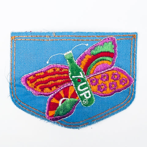 Vintage 7UP Butterfly Embroidered Patch