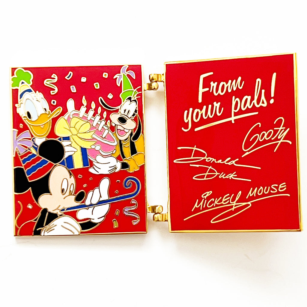 Disney Pin Lot of 3. Autographs. Gold Mickey Mouse, Donald Duck, Goofy.