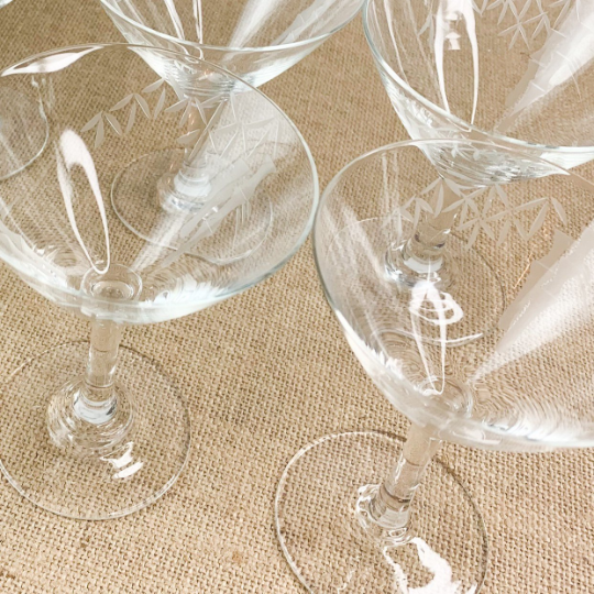 Noritake Etched Bamboo Small Martini Glasses