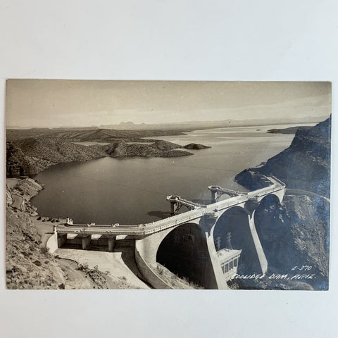 Coolidge Dam Real Photo Postcard AZ Arizona Black and White RPPC