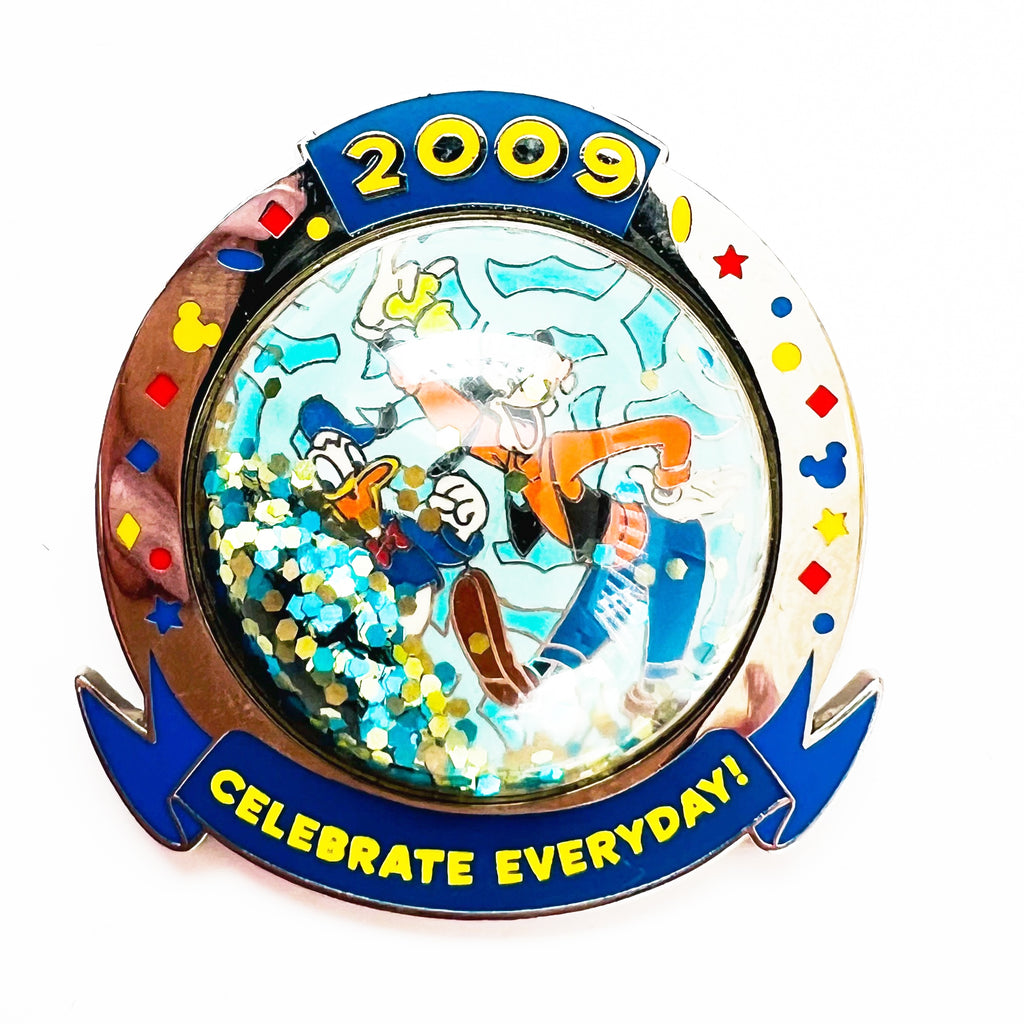 Disney Goofy & Donald Confetti Globe Celebrate Everyday 2009 LE of 2000 Pin