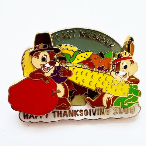 Disney Chip Dale Cast Exclusive Happy Thanksgiving 2009 Chipmunks LE Pin