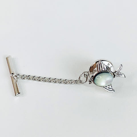 Mother of Pearl BIrd Vintage Mens Tie Tack Lapel Pin Jewelry