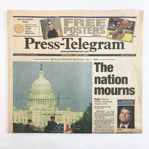 Press Telegram The Nation Mourns Ronald Regan 2004 Newspaper