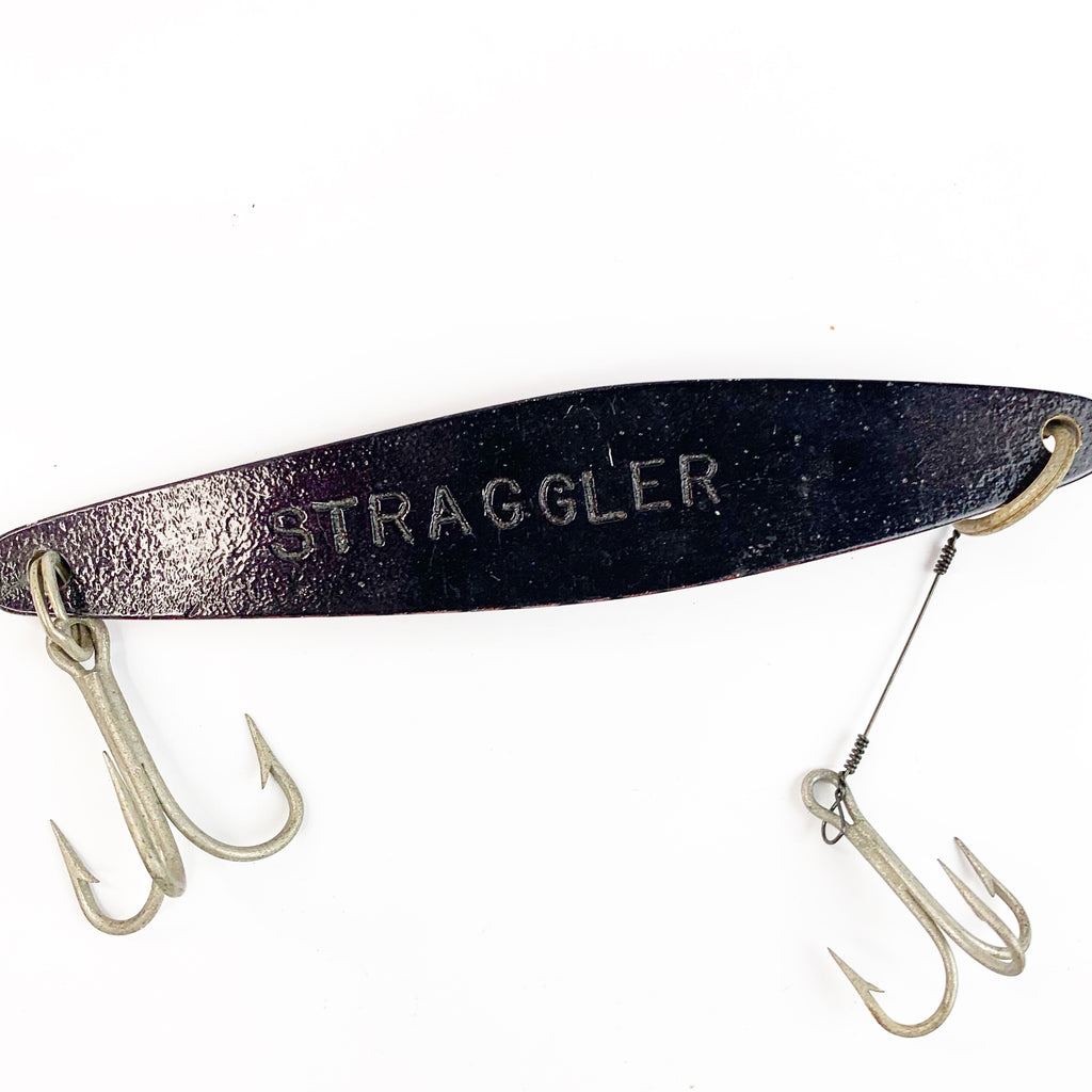 Vintage Metal Saltwater Fishing Straggler Red/Black White Double