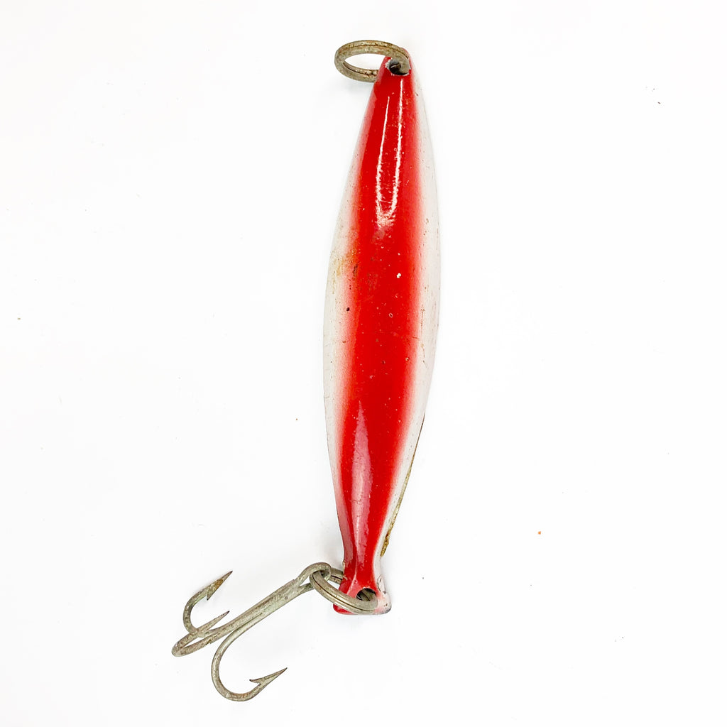 Vintage Metal Saltwater Fishing Red Metallic Hook Lure