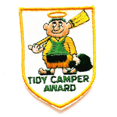 Vintage Tidy Camper Award Jacket Clean Environment Halo Broom Camping Patch