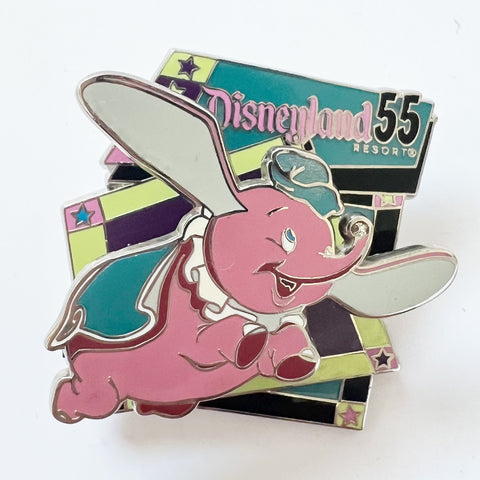 Disney Rare Retro 3D Pink Flying Elephants Attraction 50th Dumbo Pin LE 750